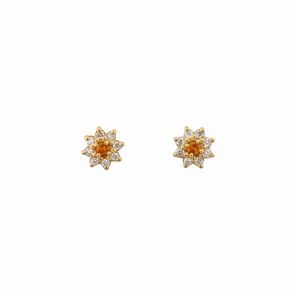 Aretes margaret zafiro amarillo y diamantes 8mm