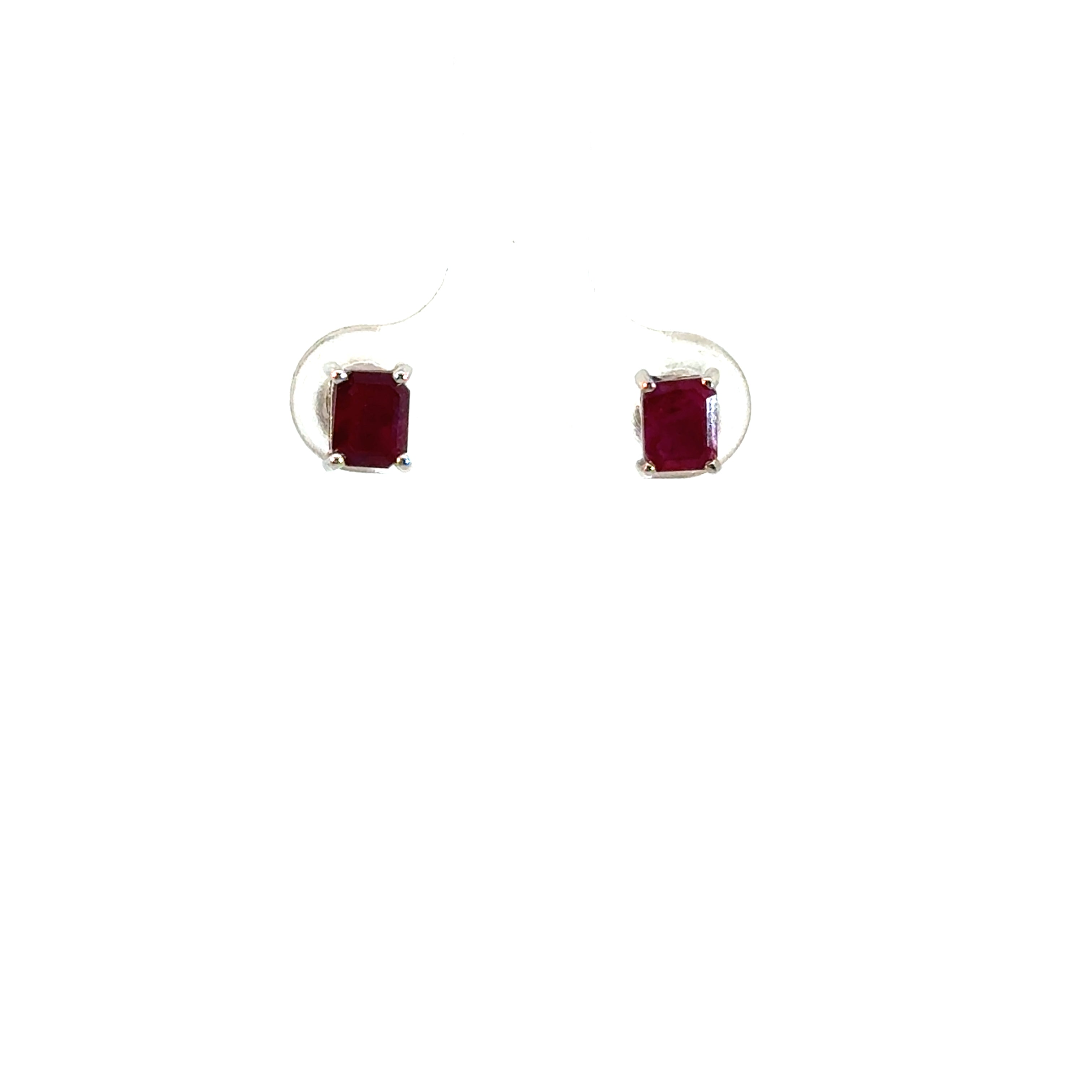 Aretes rubíes octogonal