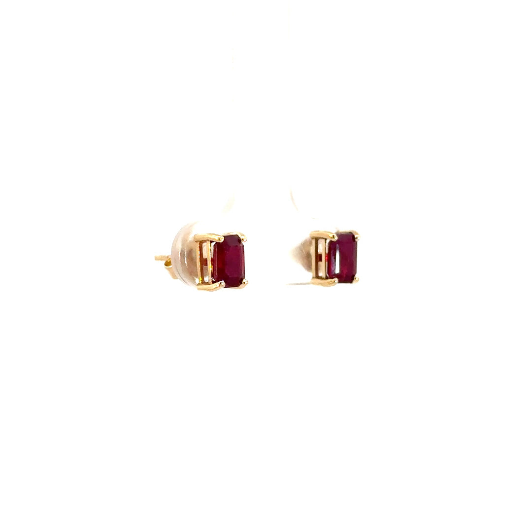 Aretes rubíes octogonal OA