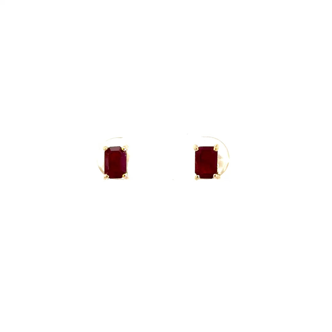 Aretes rubíes octogonal OA
