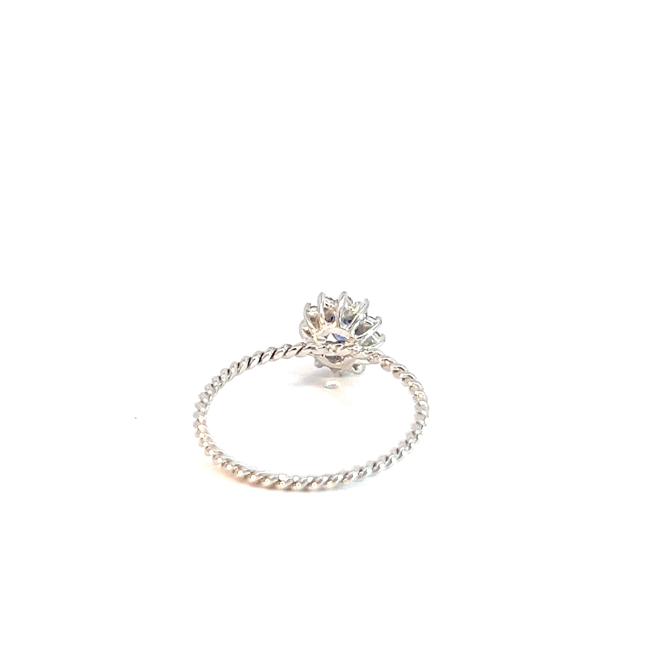 Anillo Lady Di zafiro azul 4mm