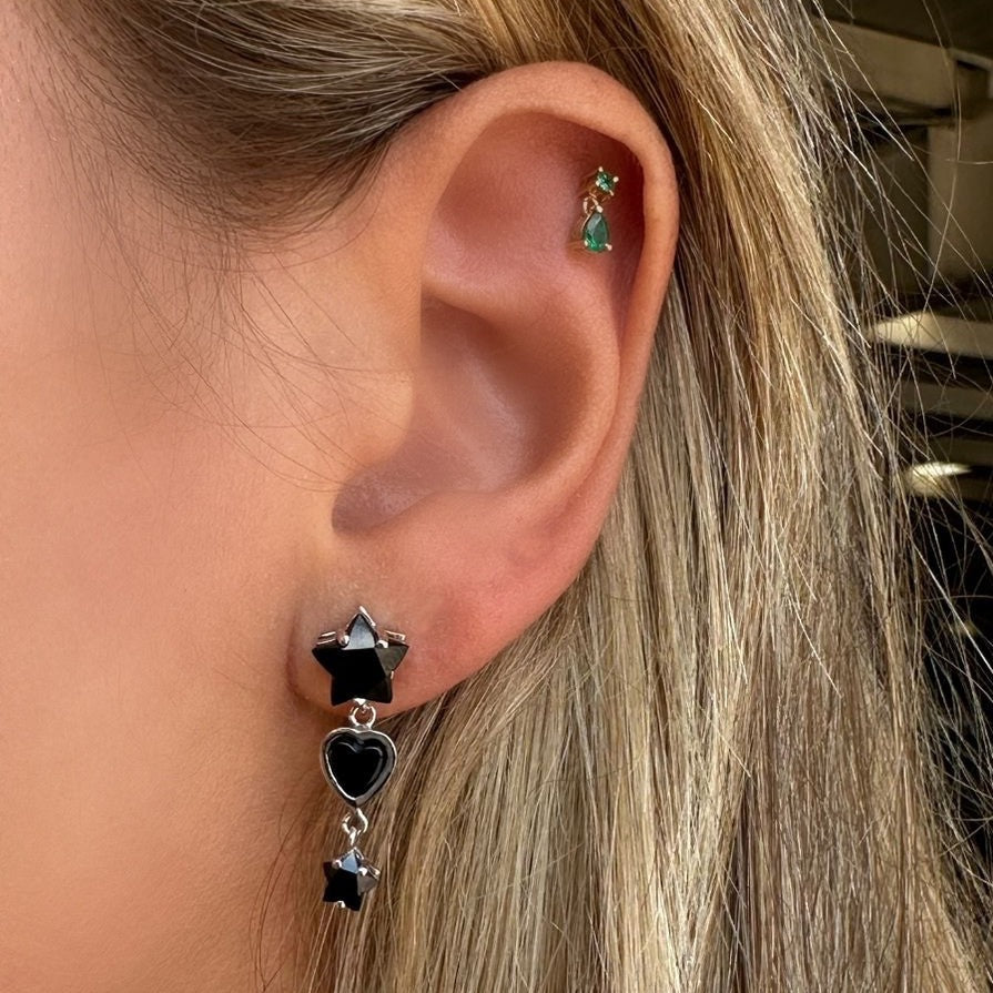 Aretes estrellas y corazón Espinela