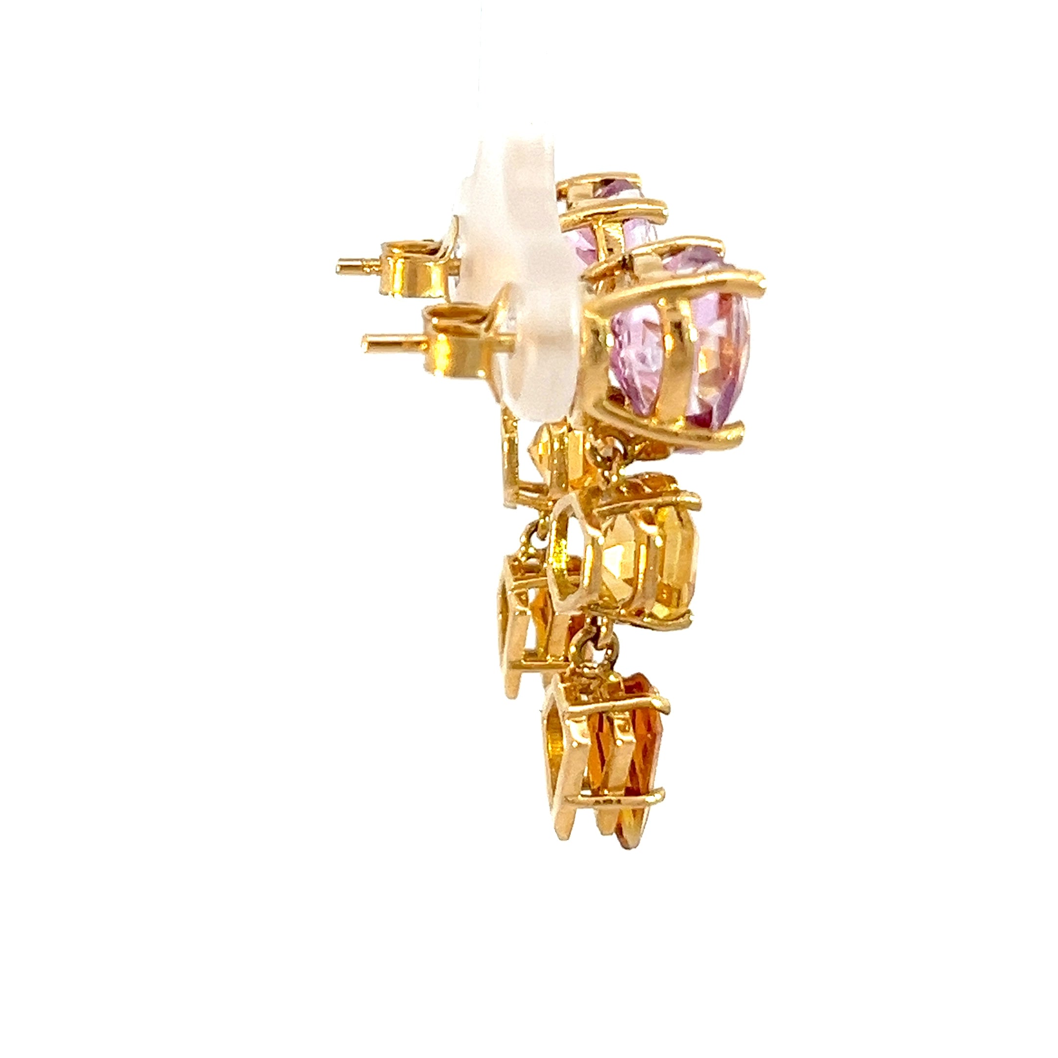 Aretes Cometa Topacio Rosa y citrinos