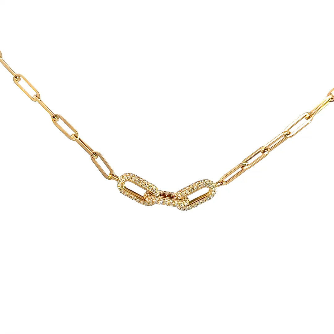 Cadena paper clip con diamantes