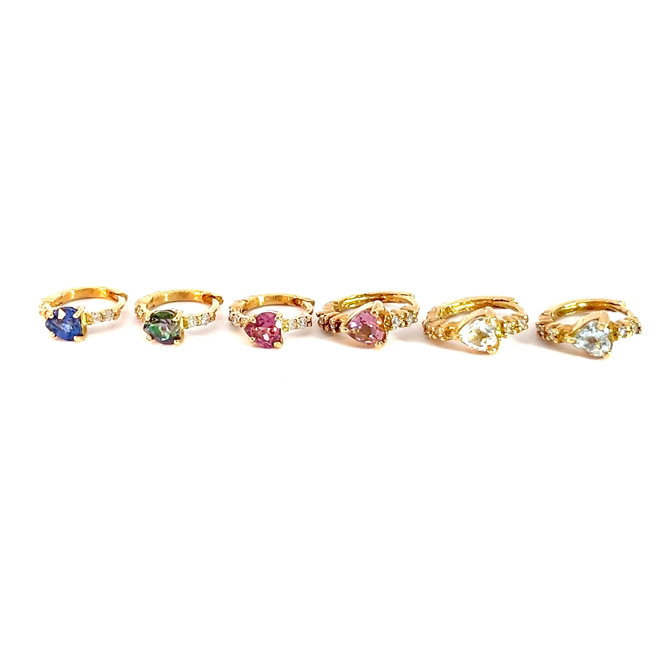 Arete Candonga Minihoop corazón y diamantes