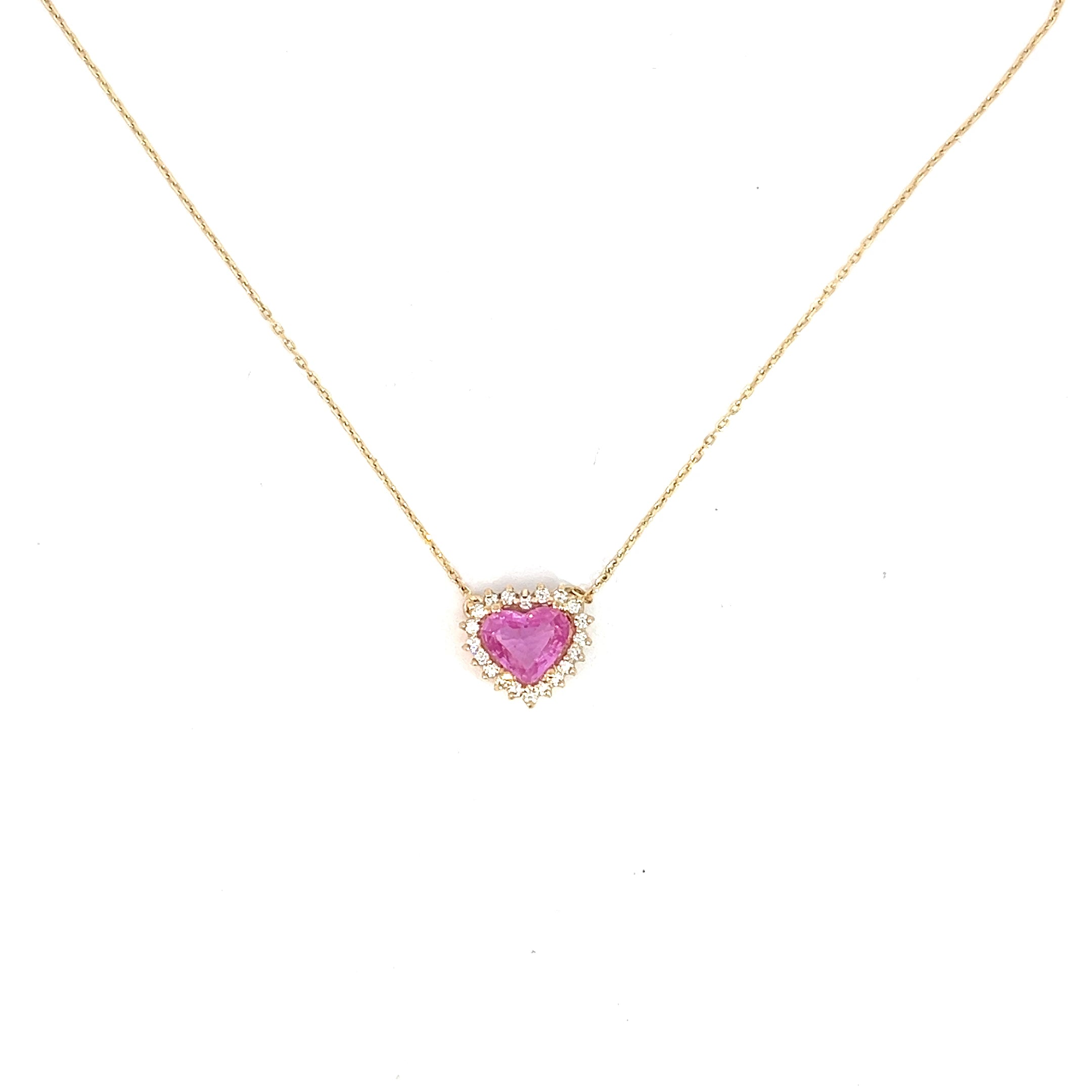 Collar Camelia Zafiro rosado y diamantes 10mm
