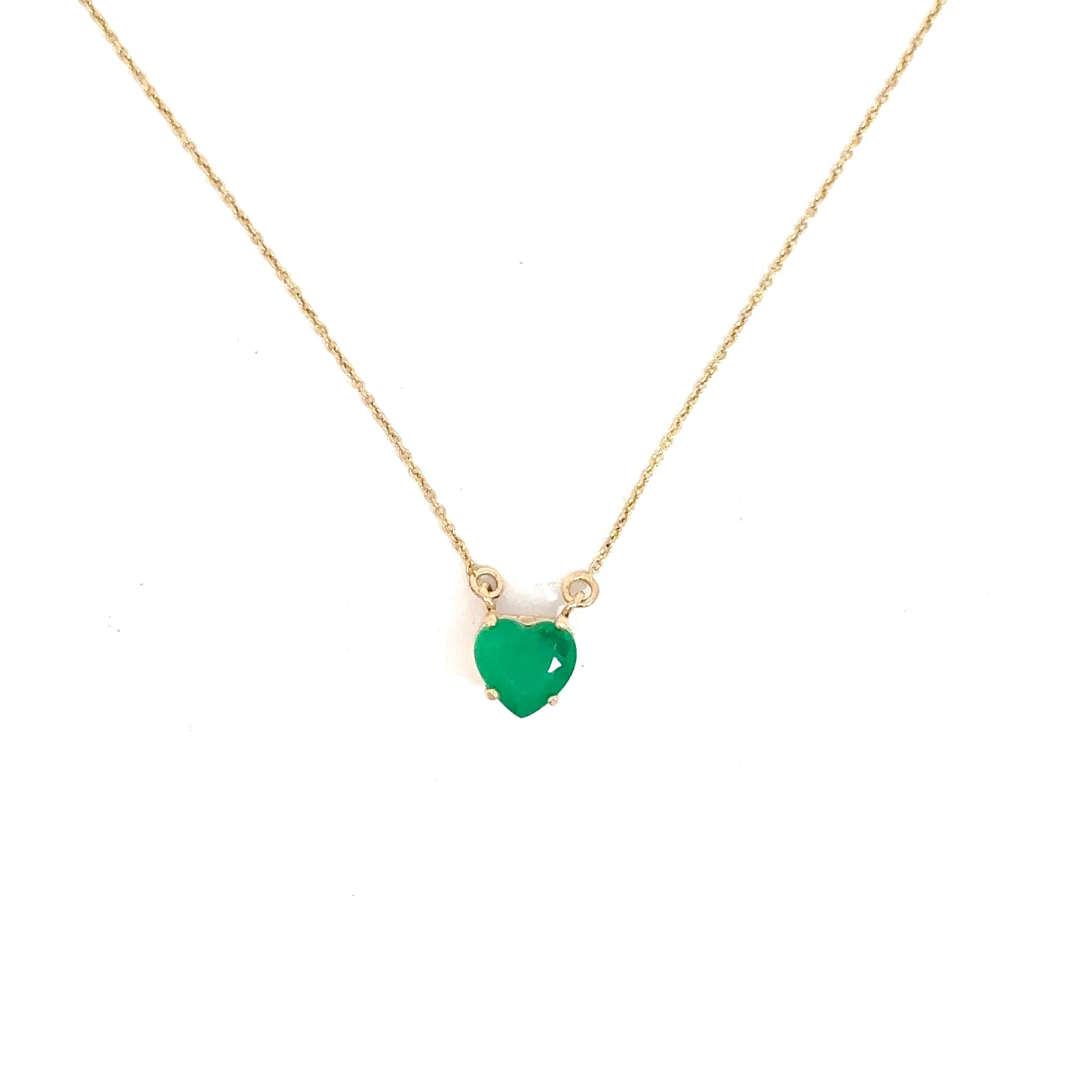 Collar Corazón en esmeralda 0,67 Cts Oro Amarillo