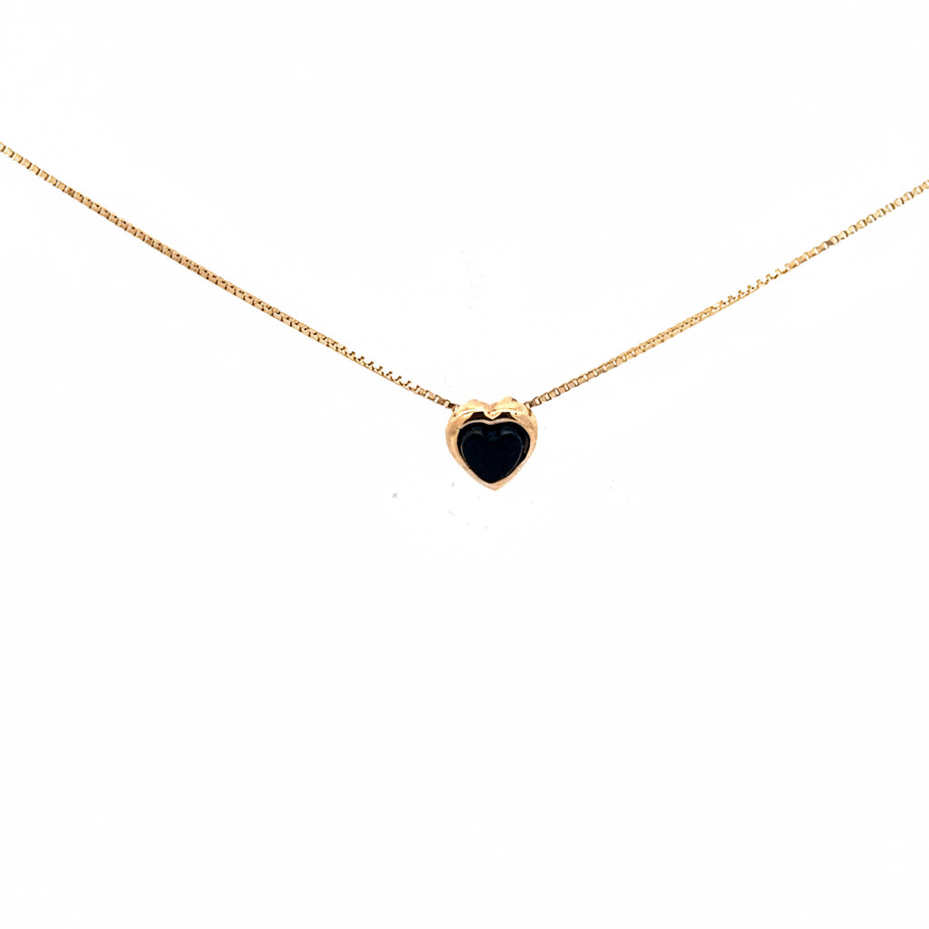 Collar Corazon Onix Con Bisel 6mm