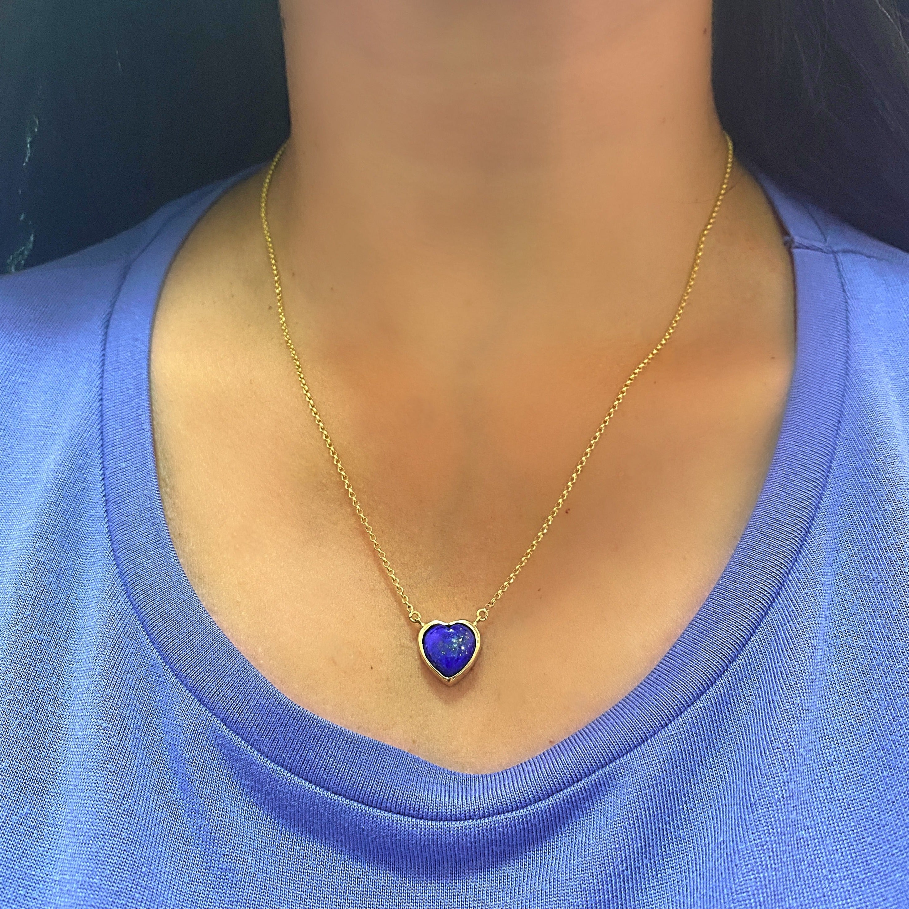 Collar Lapislázuli corazón con Bisel