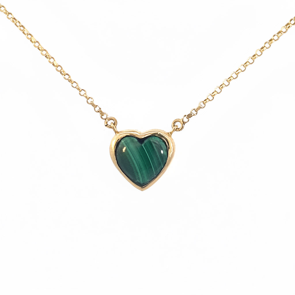 Collar Malaquita corazón 8mm