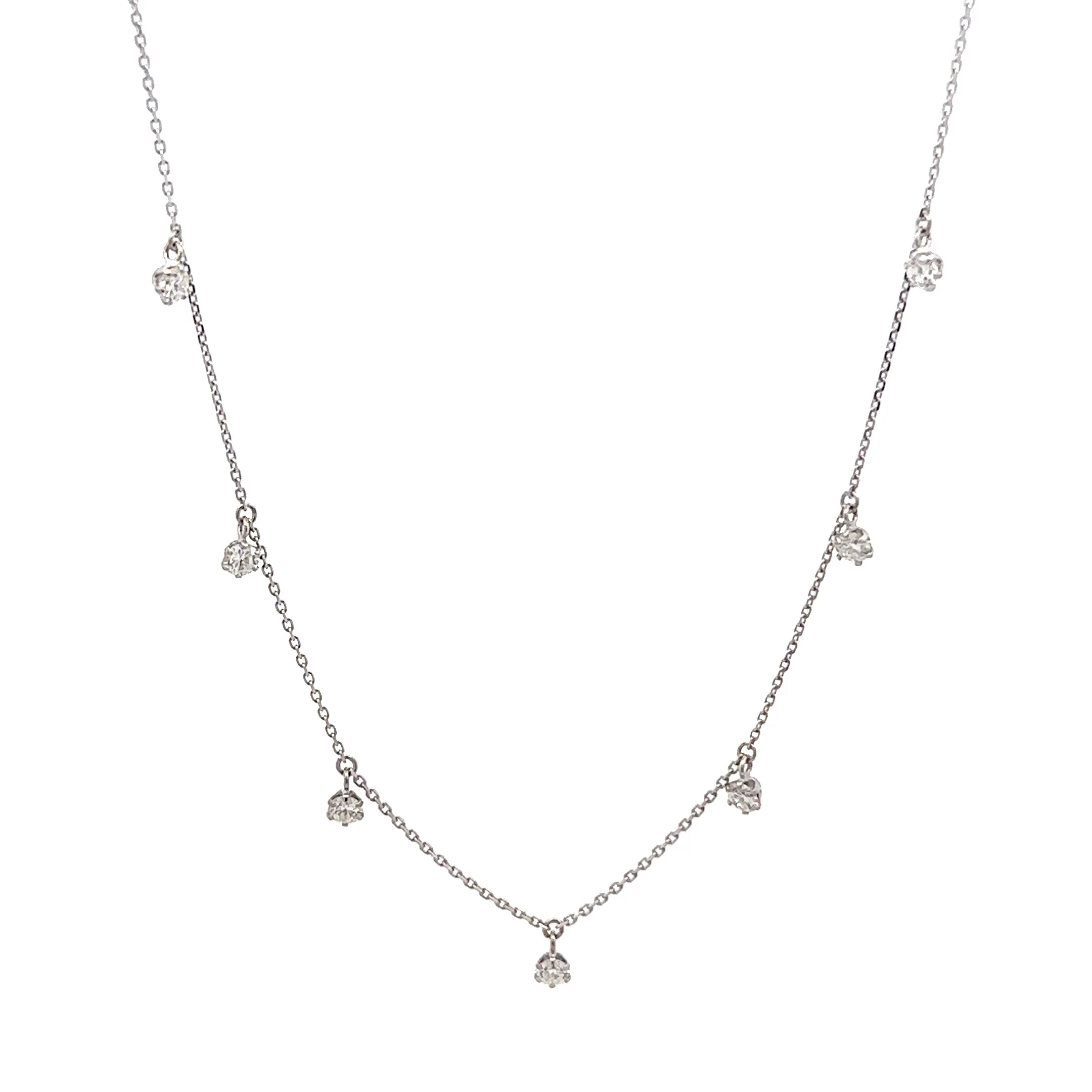 Collar lluvia de diamantes - Oro blanco