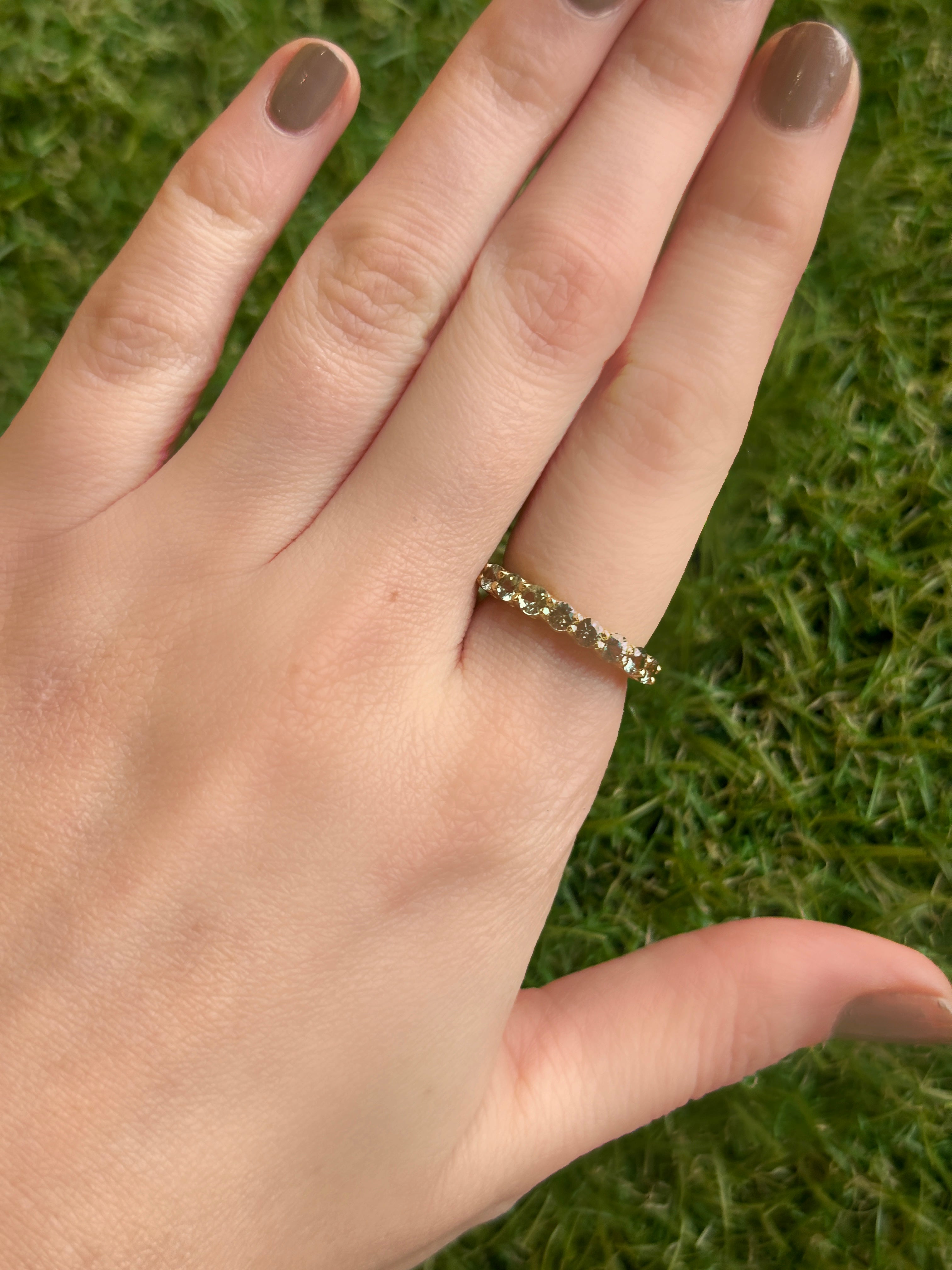 Anillo churumbela Zafiro verde 3mm