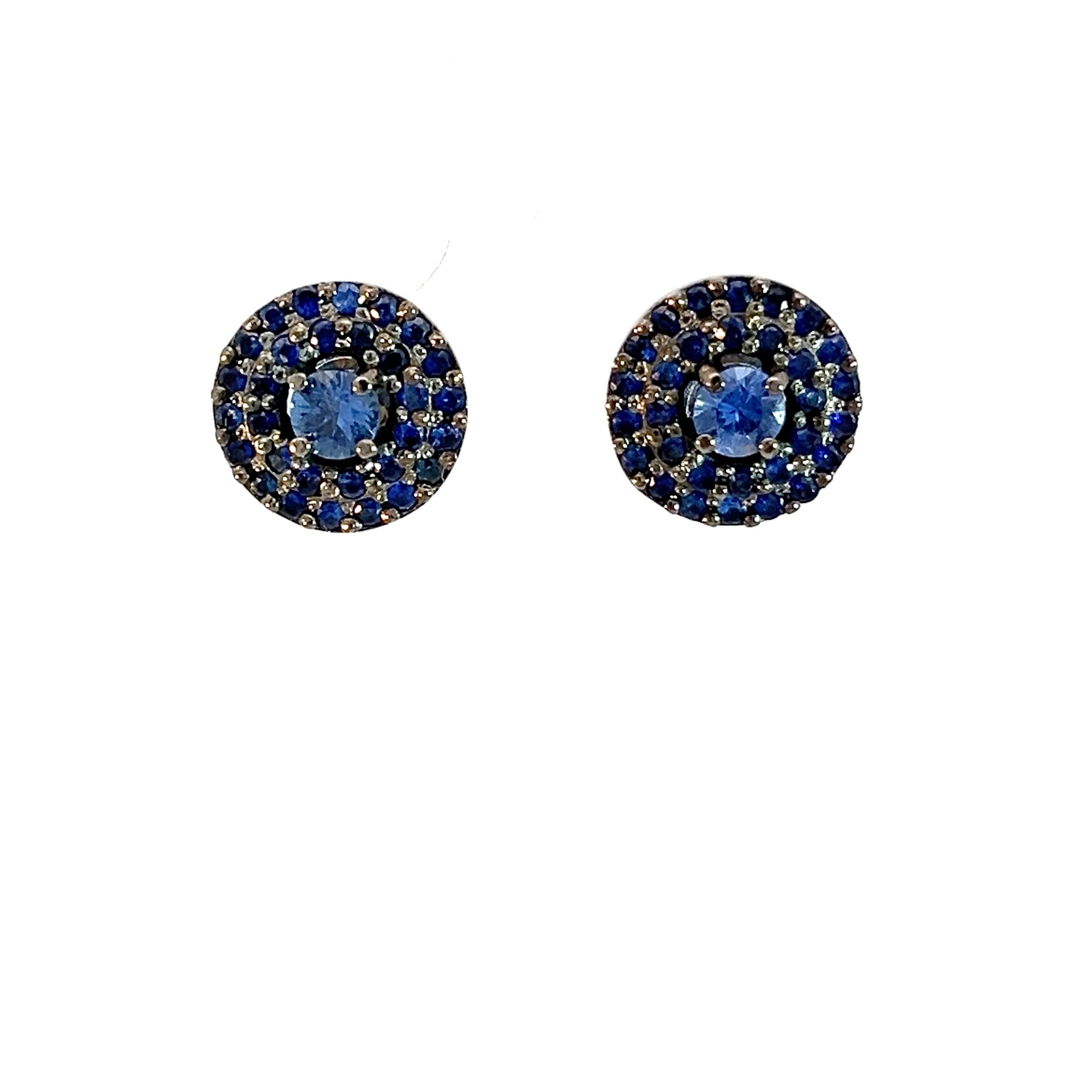 Aretes Saturno pequeño Zafiros azules