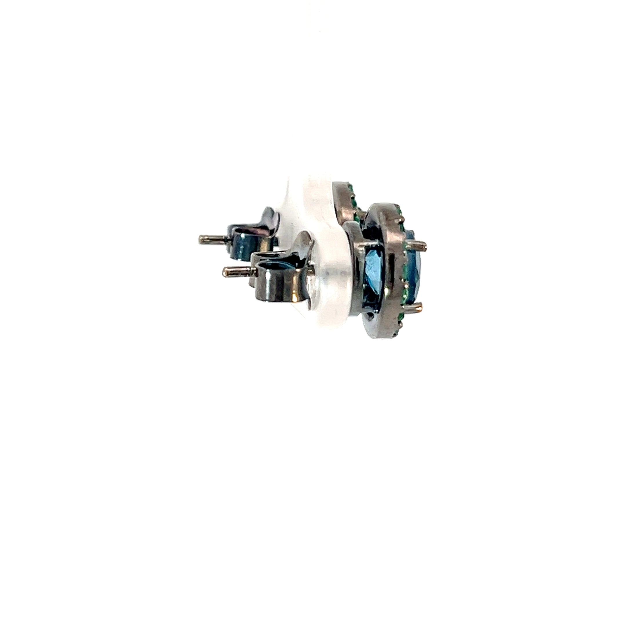 Aretes Topacio London Blue Halo en Esmeraldas