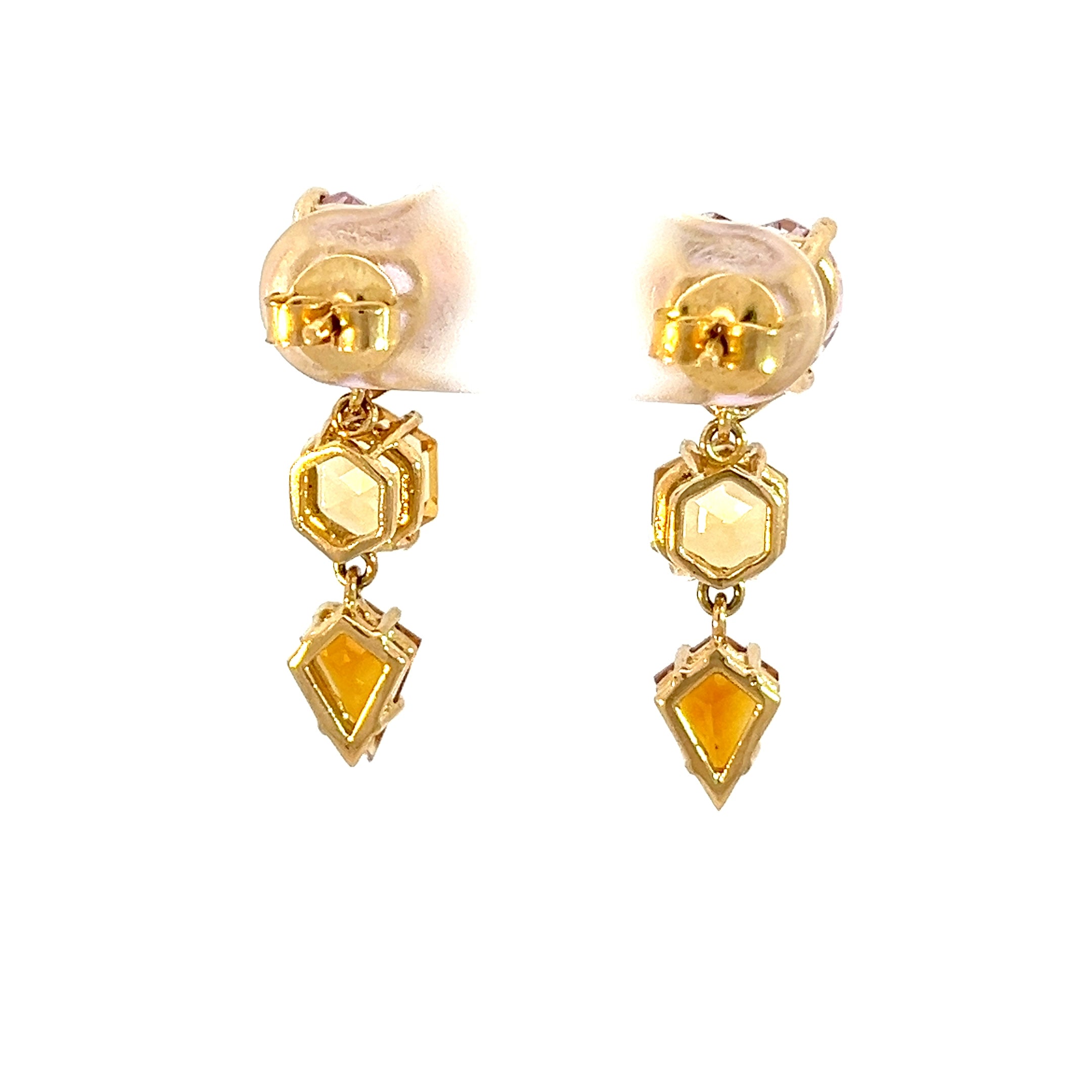 Aretes Cometa Topacio Rosa y citrinos