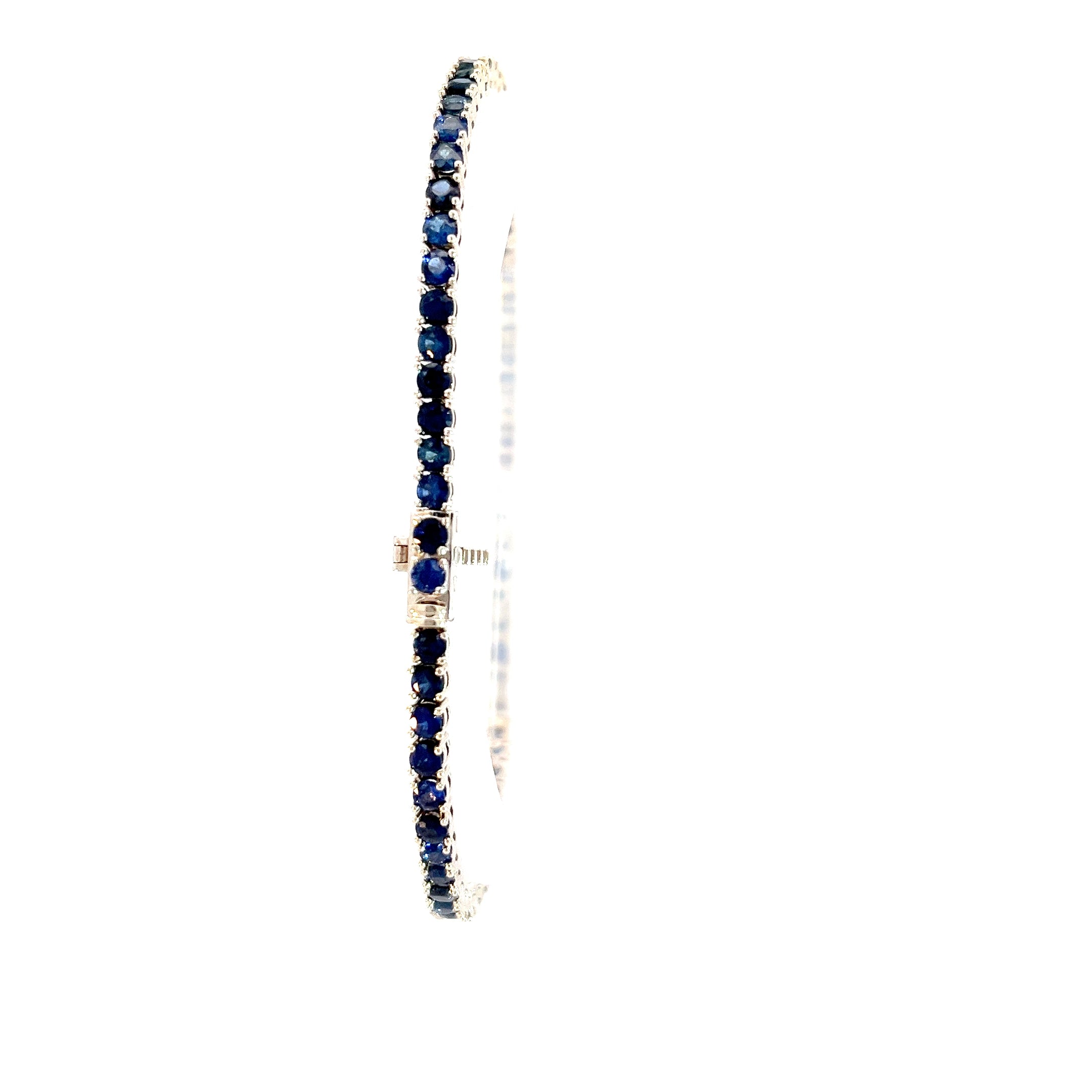 Pulsera Tennis en Zafiros Azules en Oro Blanco