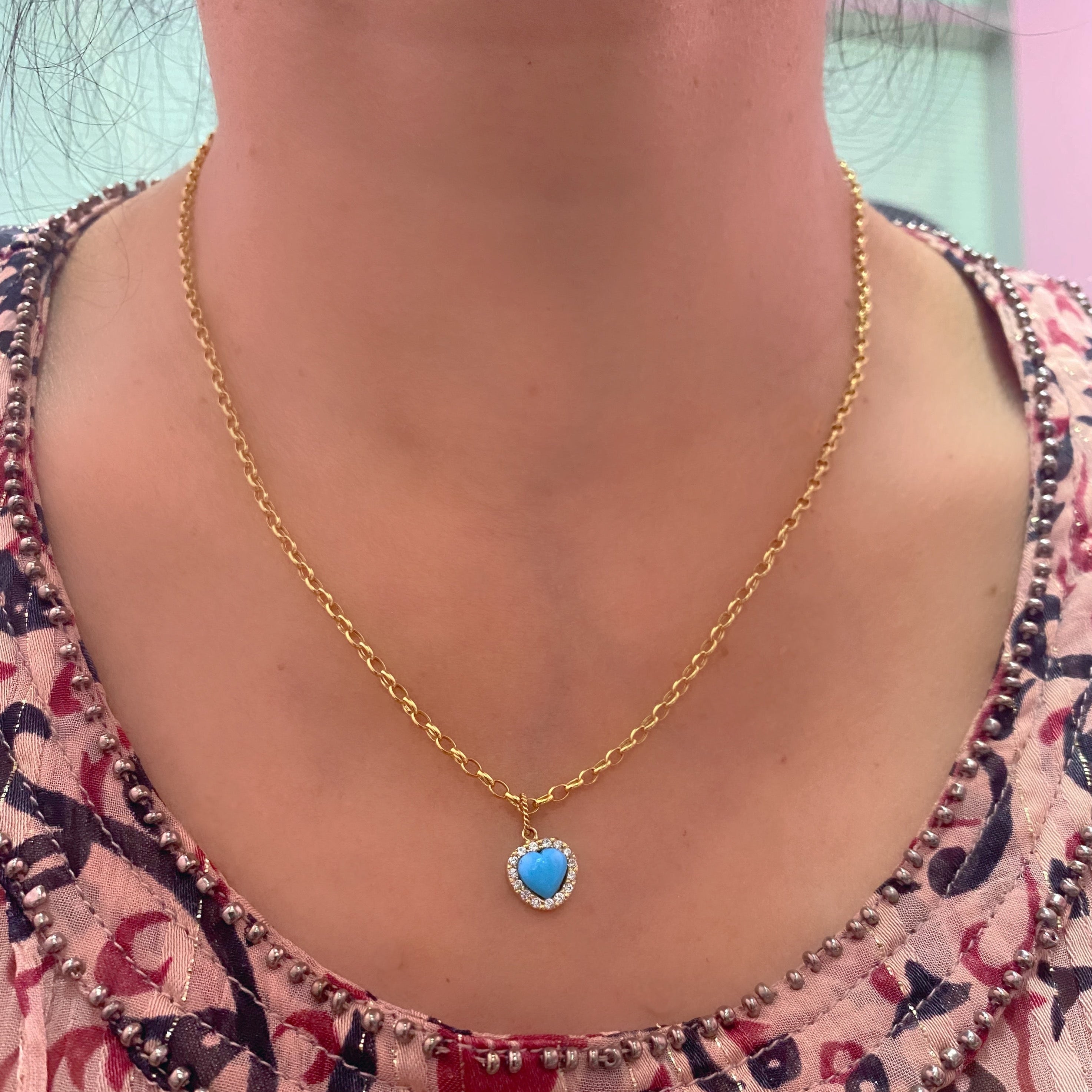 Dije corazón y diamantes