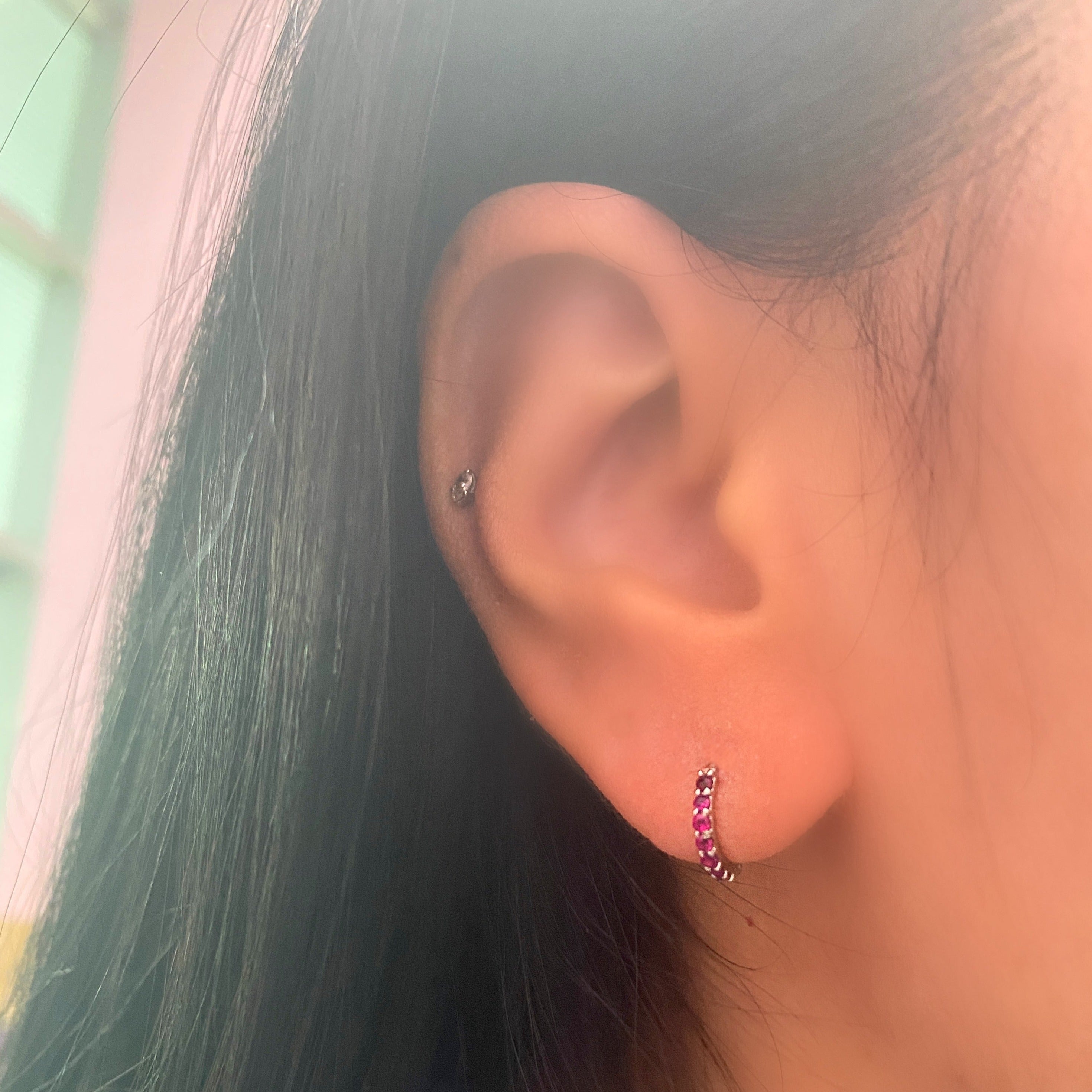 Minihoop oro blanco 18k