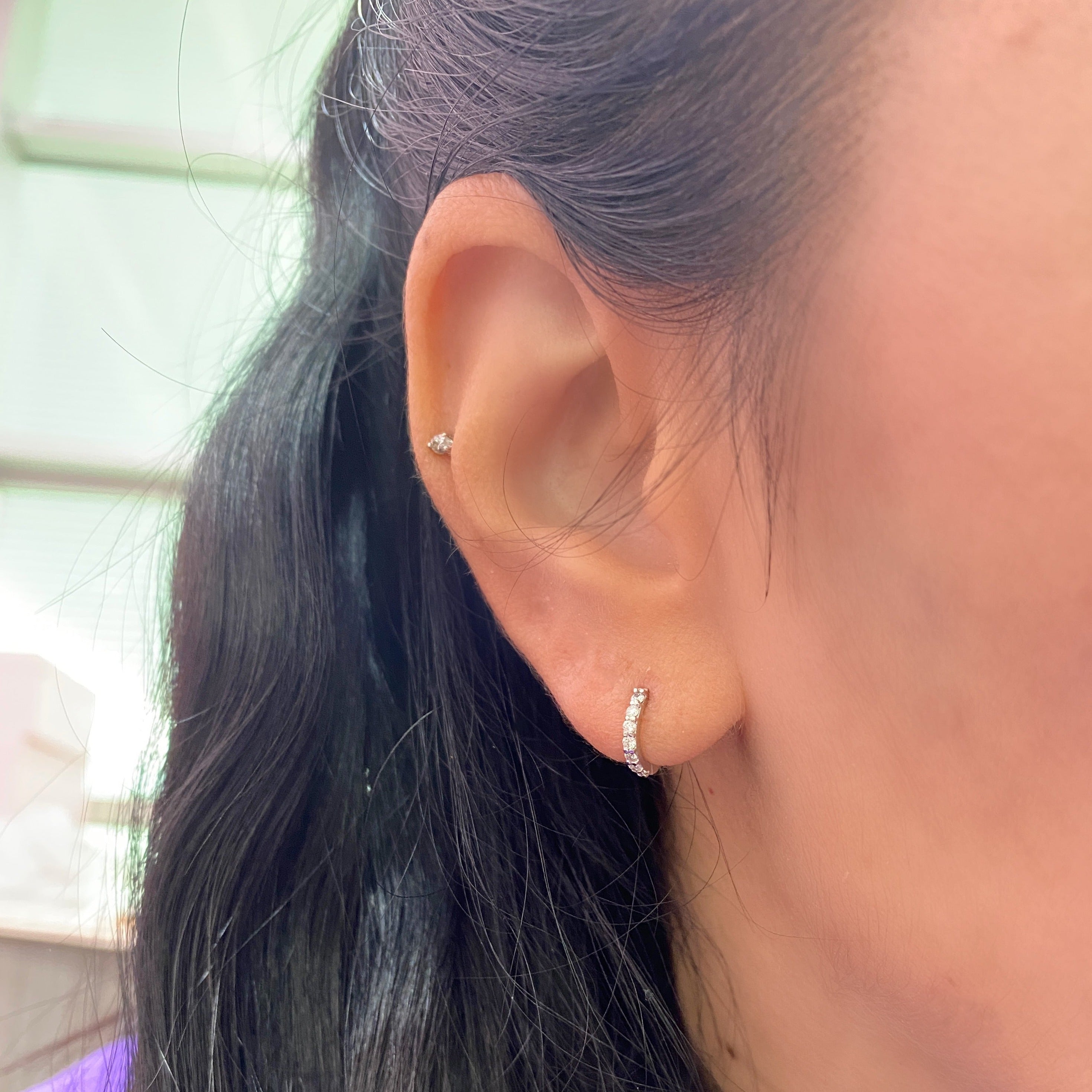 Minihoop oro blanco 18k