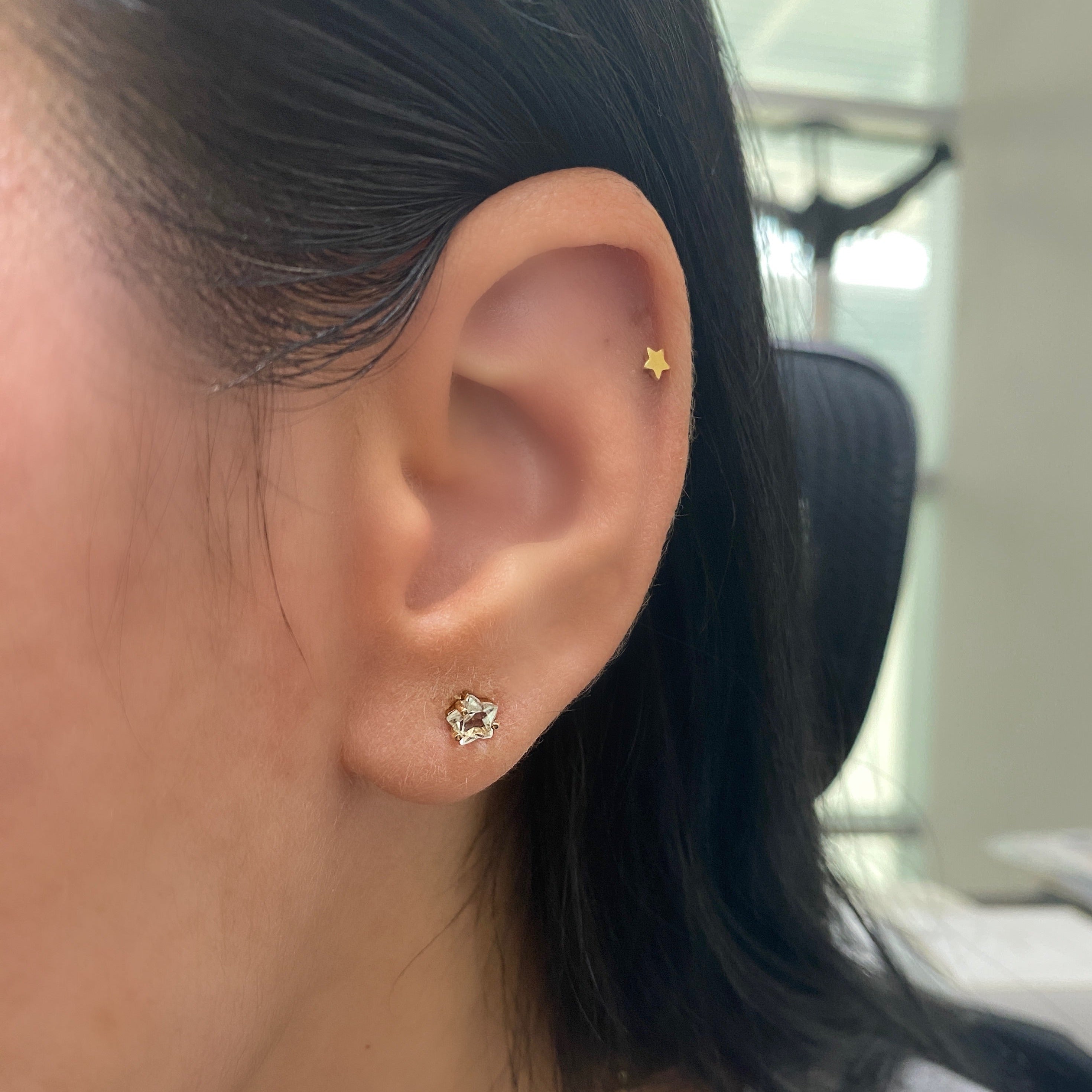 Arete estrella 5 mm - Oro Amarillo