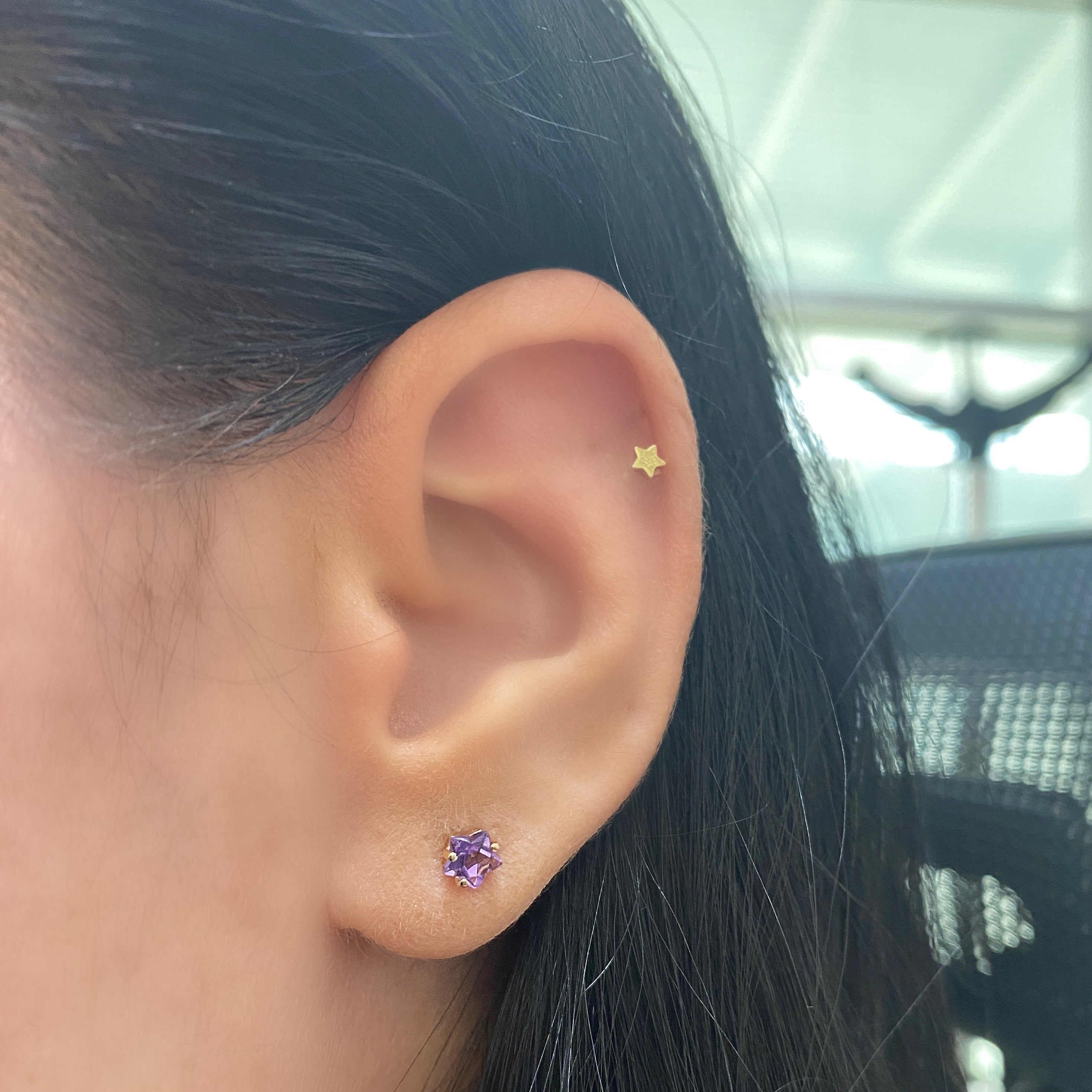 Arete estrella 5 mm - Oro Amarillo