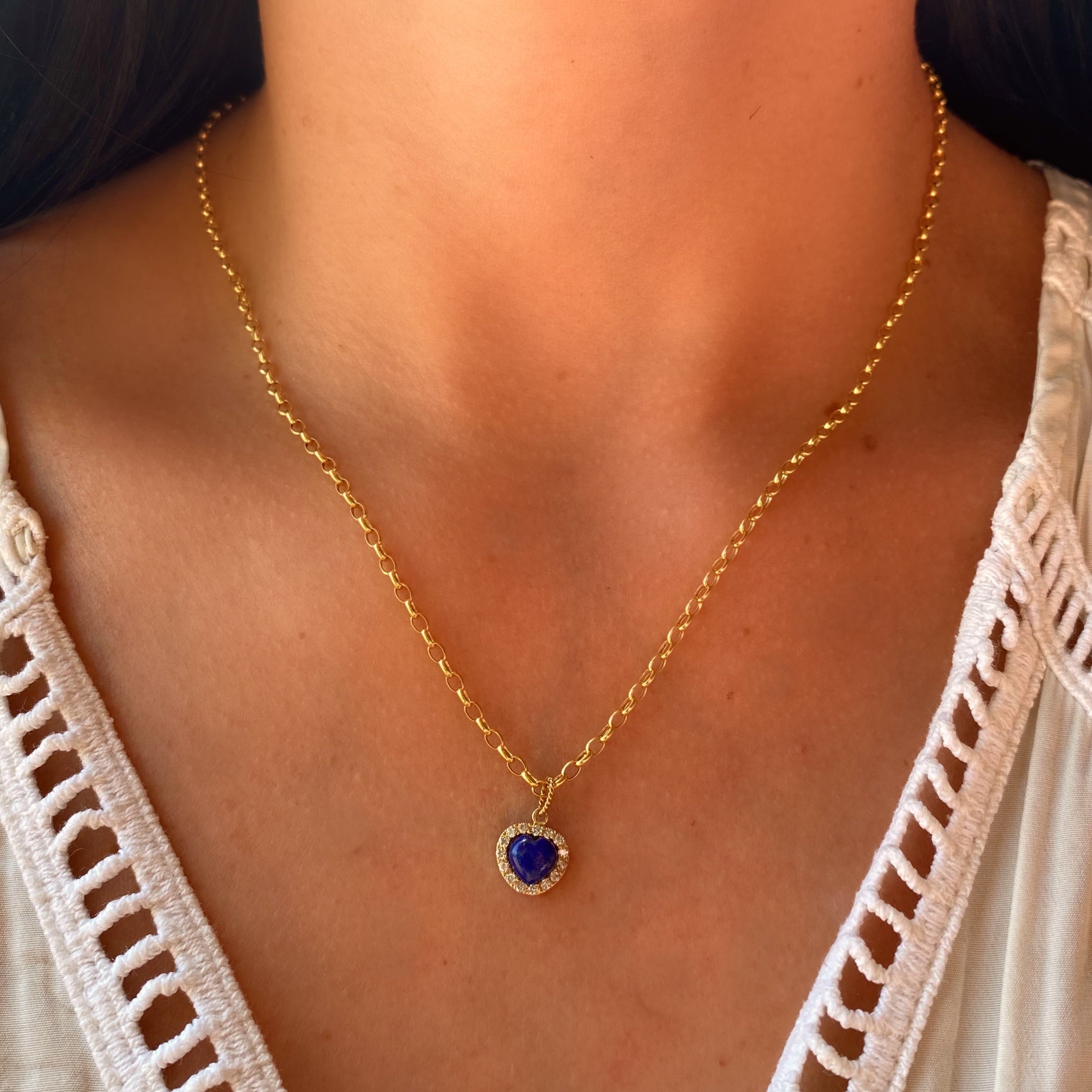 Dije corazón y diamantes