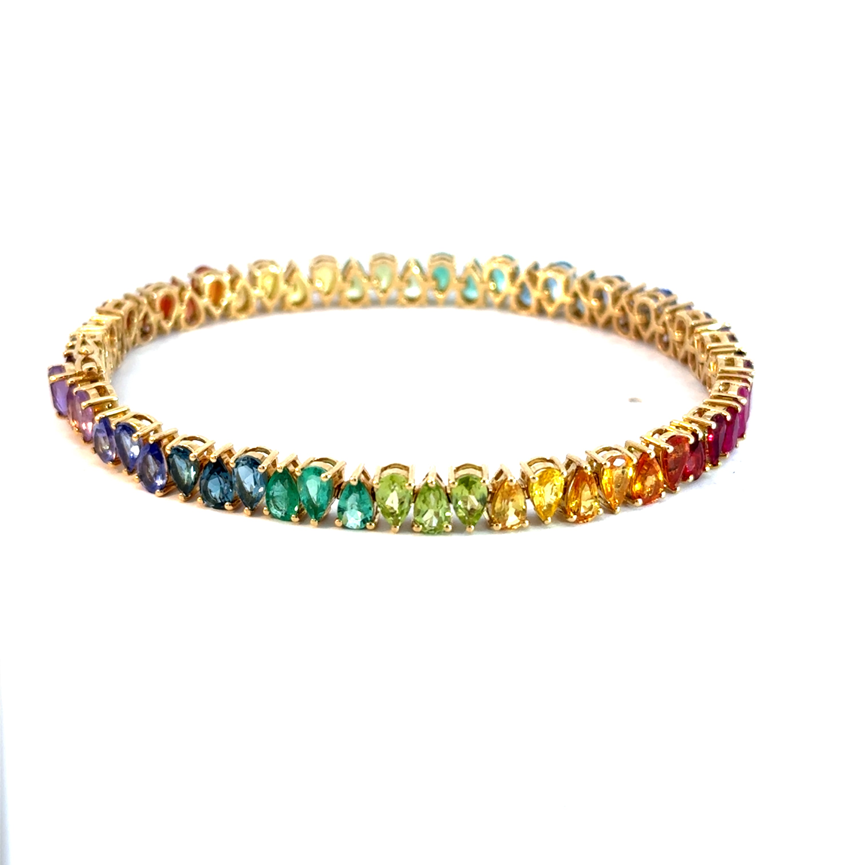 Pulsera tennis zafiros de colores gota rainbow