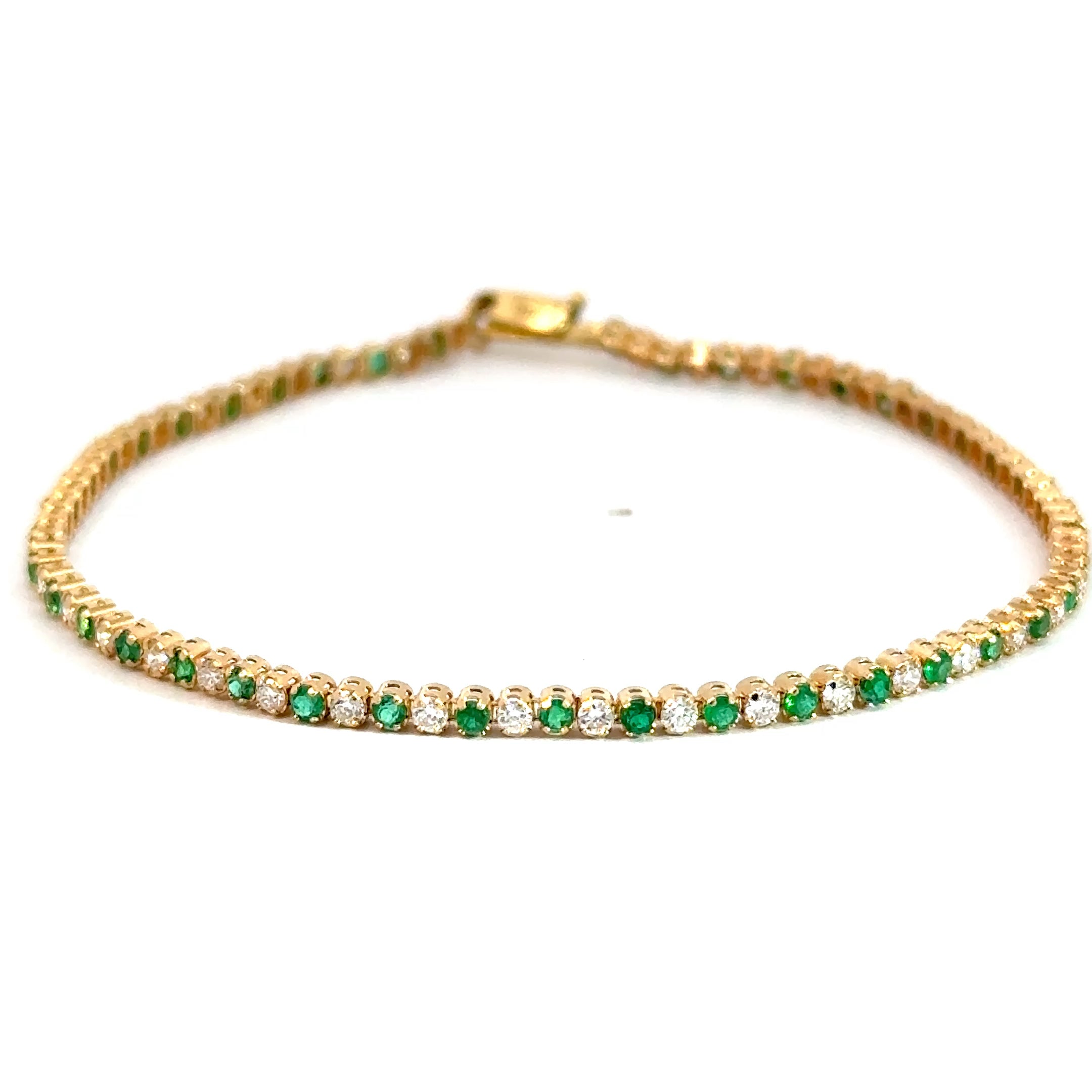 Pulsera Tennis esmeralda y diamante