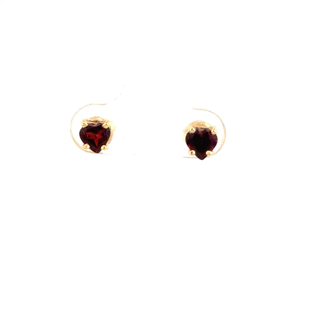 Aretes corazón 5mm granate