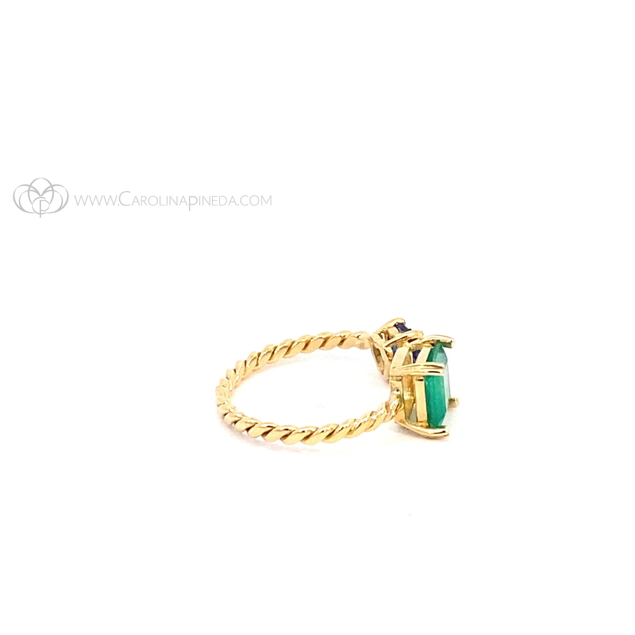 Anillo Toi et moi esmeralda y zafiro