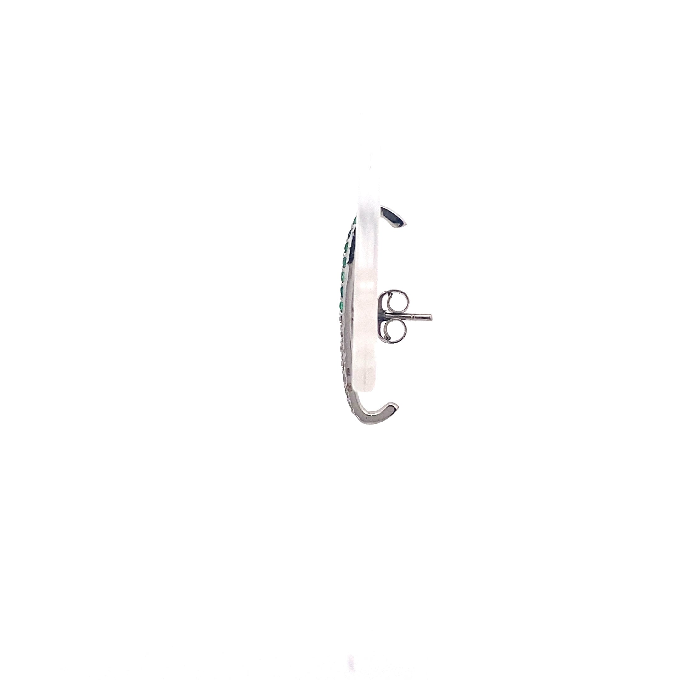 Arete Elipse Diamantes y Esmeraldas oro Blanco