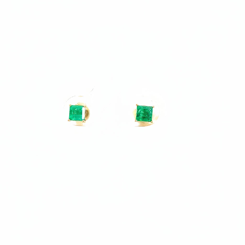 Aretes Esmeralda princesa 4mm x 4mm 0,72 Cts