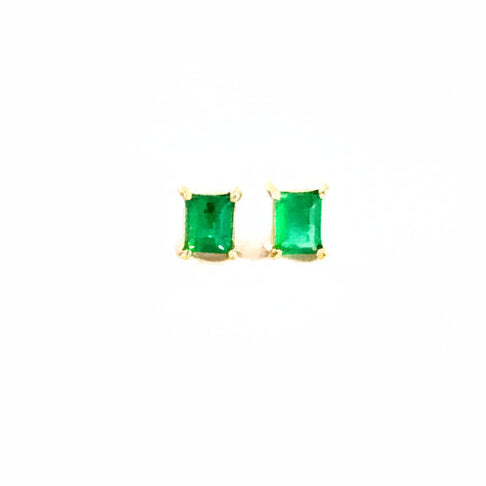 Aretes baguette esmeralda 4,5 x 3,5 mm- Par