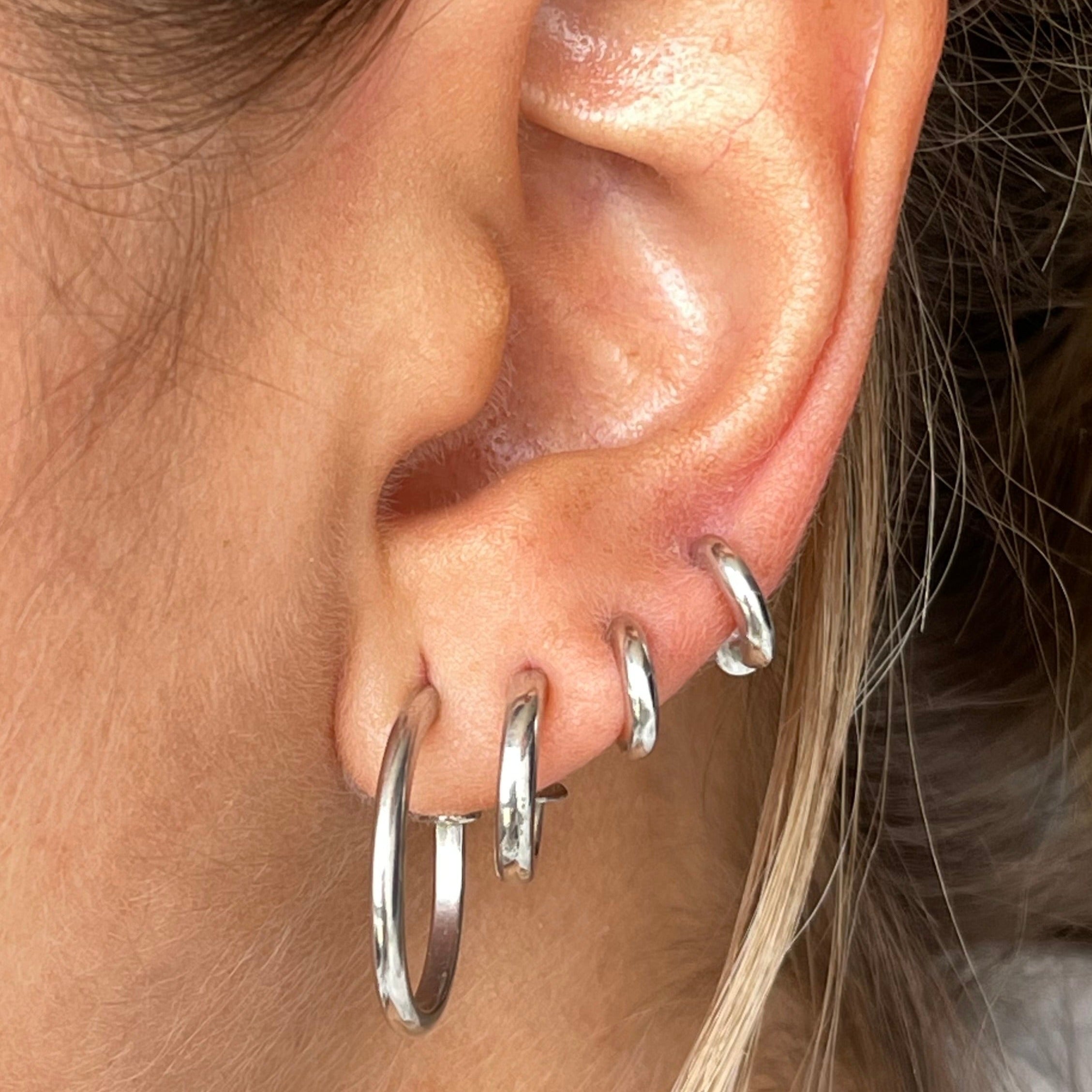 Hoops lisos en plata - 5 mm