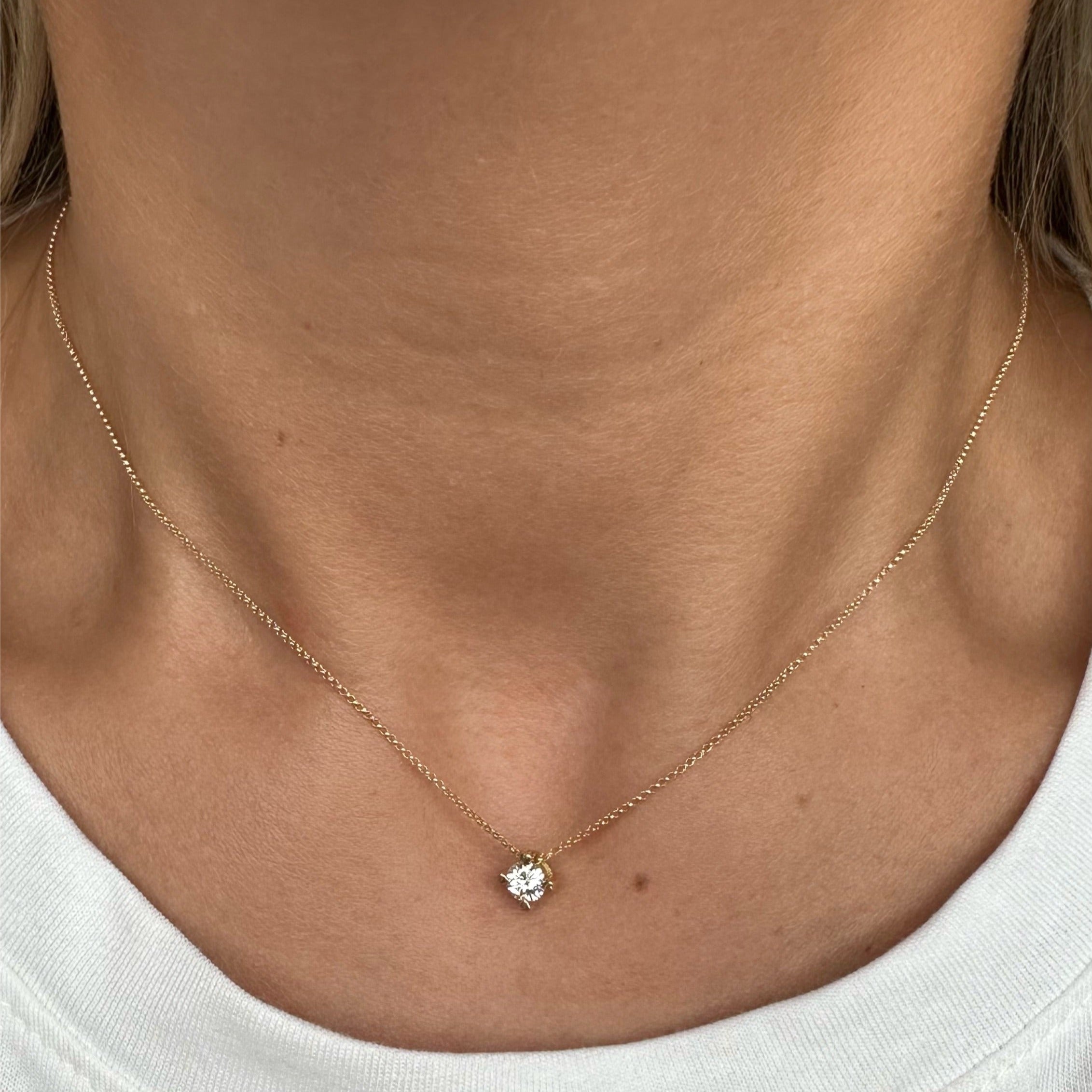 Collar De Plata De Ley Con Diamante Para Mujer - Color G-H, Claridad I1, Ideal Para Regalo