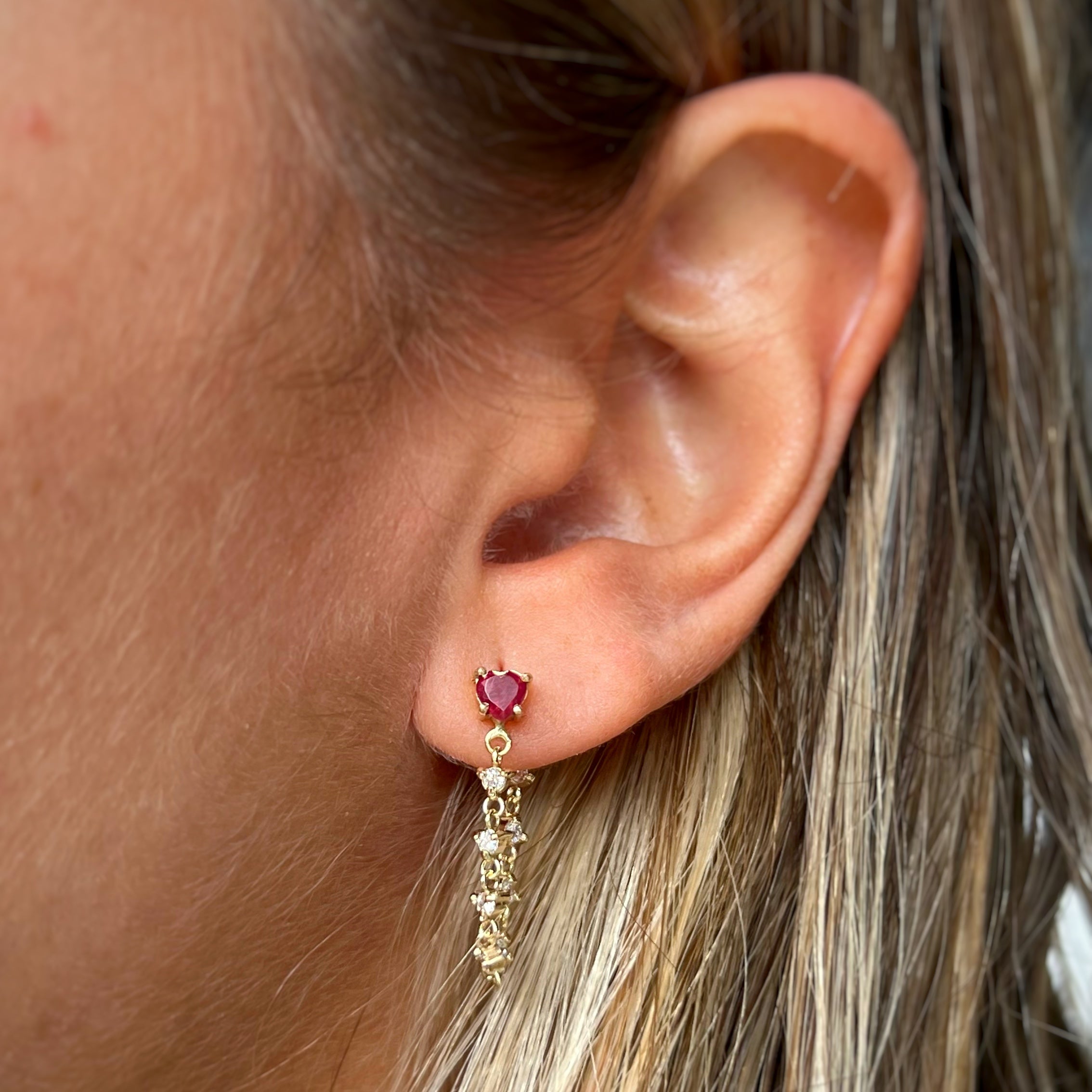 Arete Lluvia de diamantes corazón