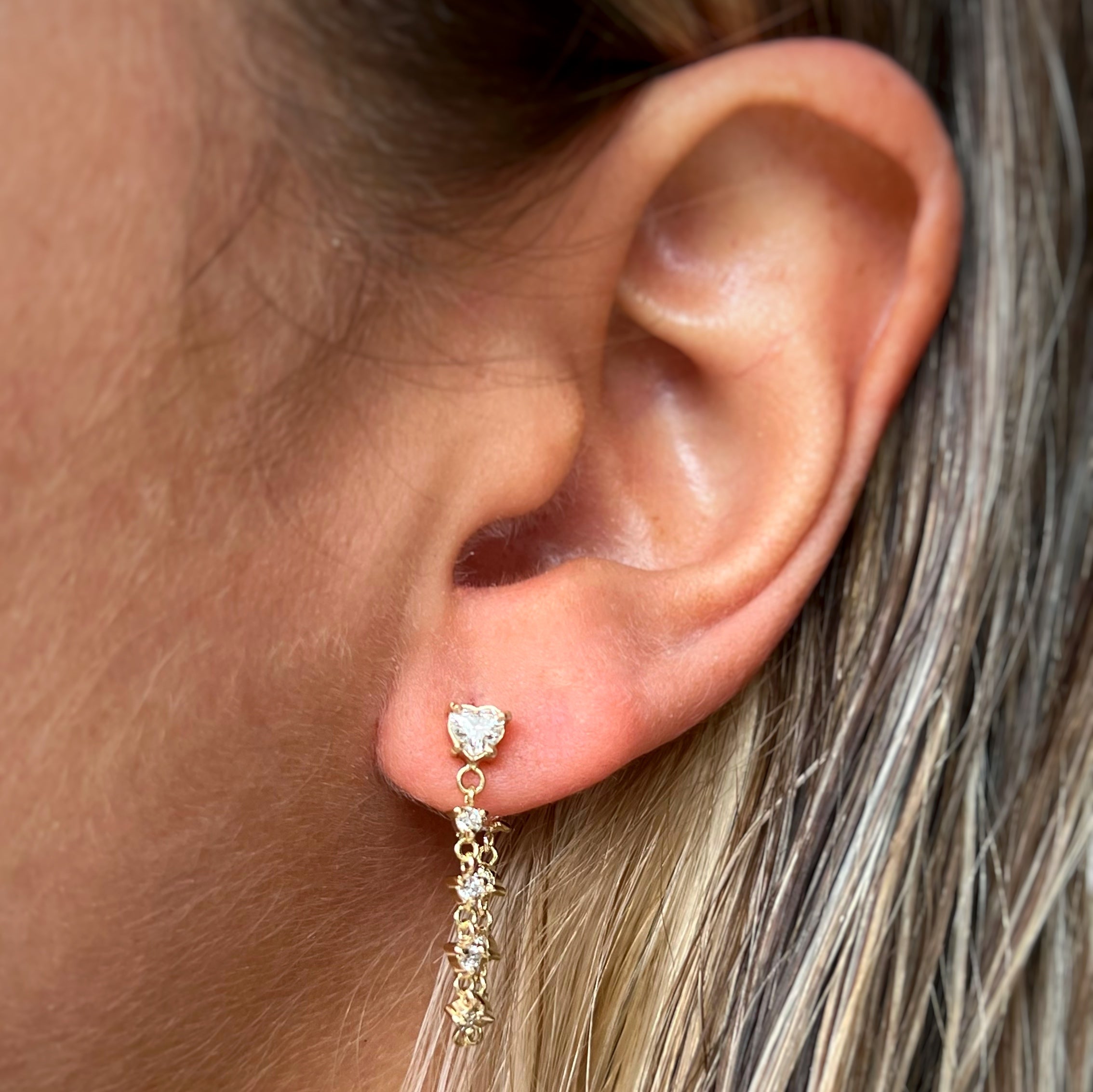 Arete Lluvia de diamantes corazón