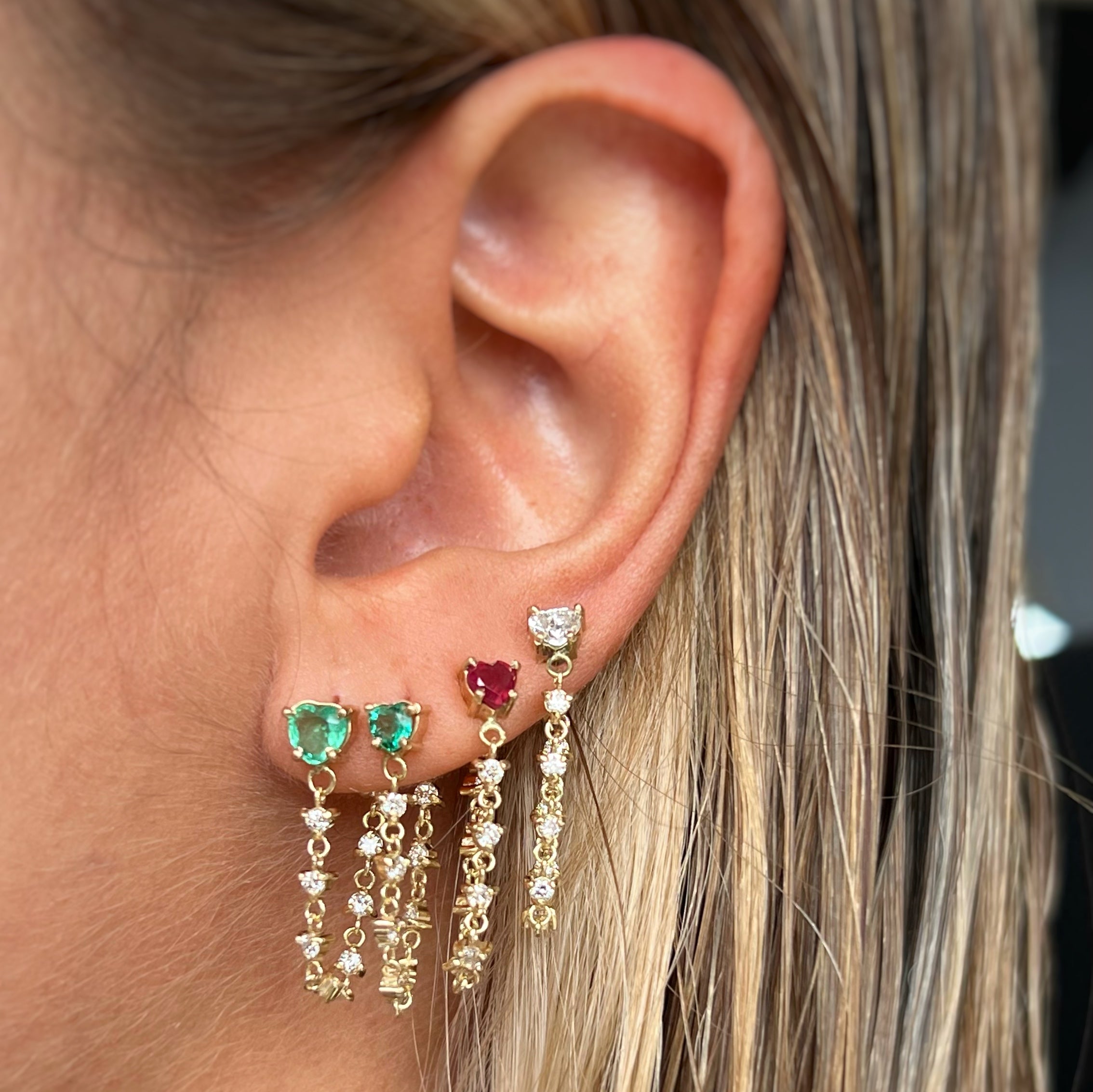 Arete Lluvia de diamantes corazón