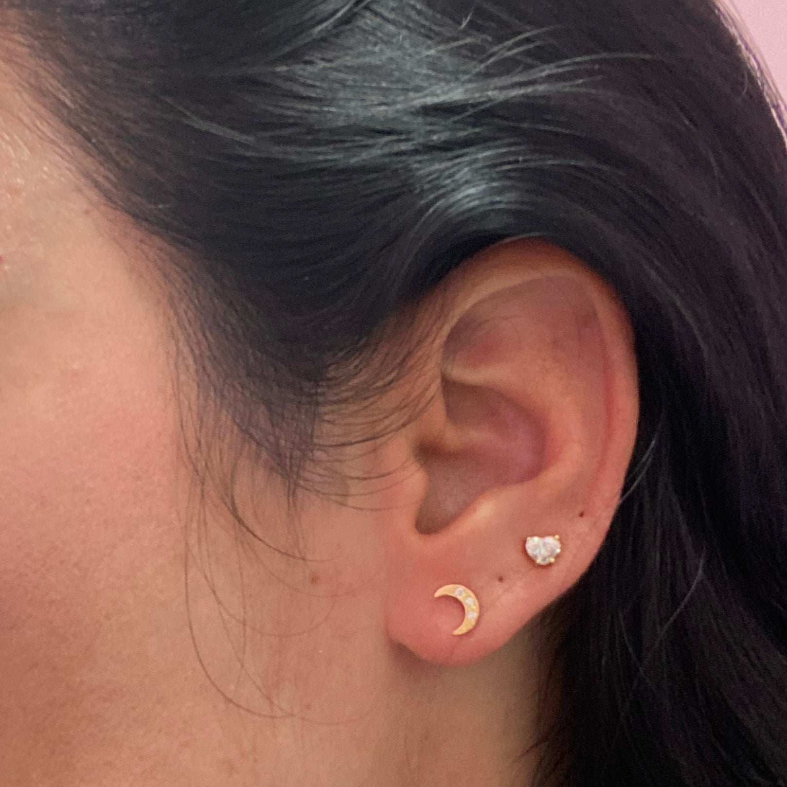 Arete Luna grande con diamantes