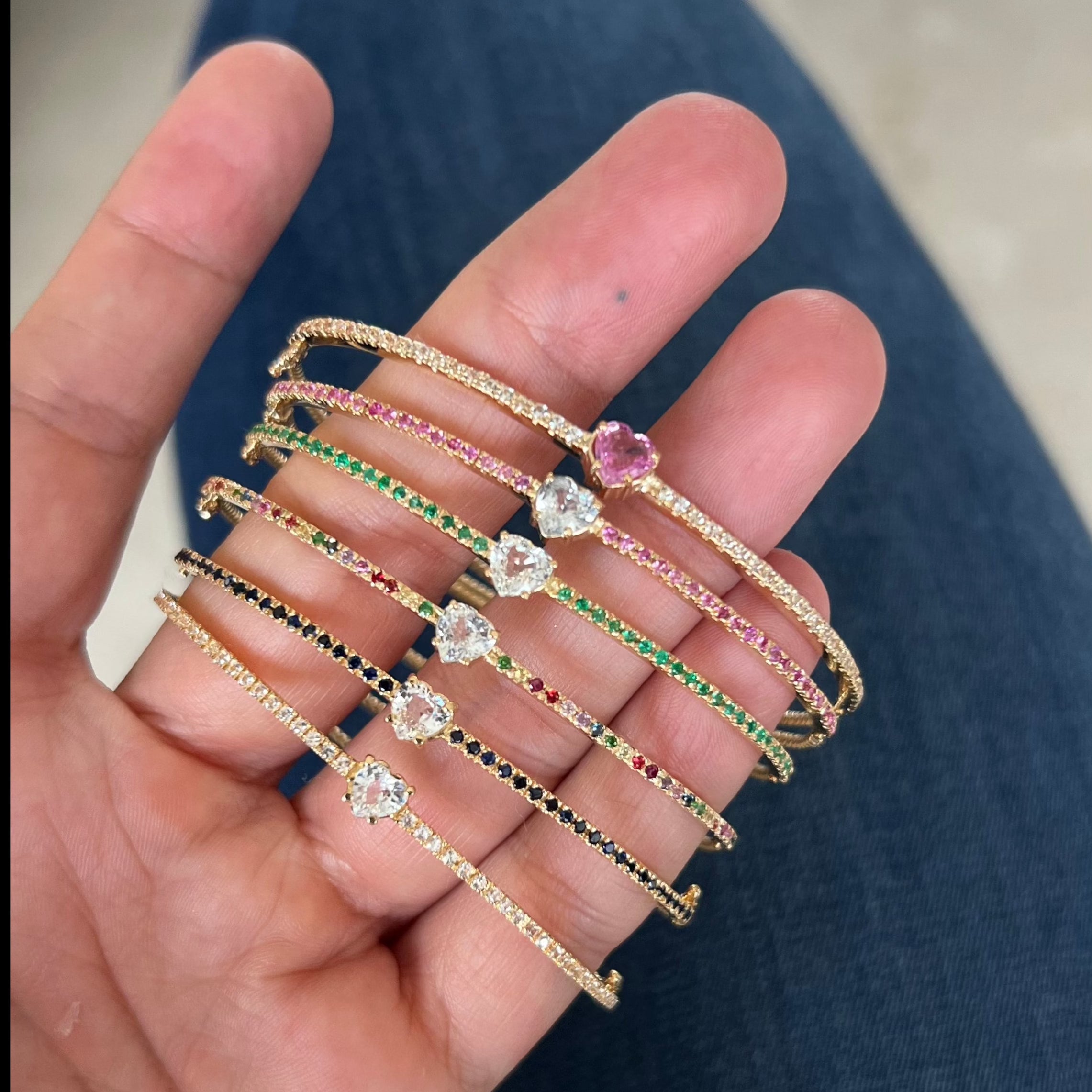 Pulsera aro corazón en zafiro